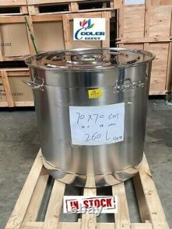 NEW Large 274 Quart Polished Stainless Steel Stock Pot Brewing Kettle with Lid
