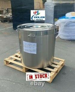 NEW Large 422 Quart Polished Stainless Steel Stock Pot Brewing Kettle with Lid