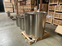 NEW Large 825 Quart Polished Stainless Steel Stock Pot Brewing Kettle with Lid