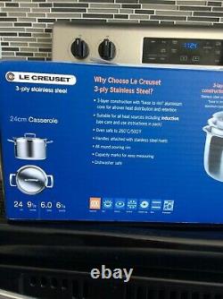 NEW Le Creuset Tri-Ply Stainless-Steel 6.0 L 6-1/3-Quart withSteamer Basket