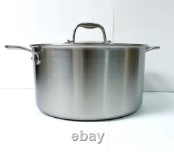NEW Made in 8 Quart Stock Pot with Lid All Brushed Stainless Steel 5-Ply Clad
