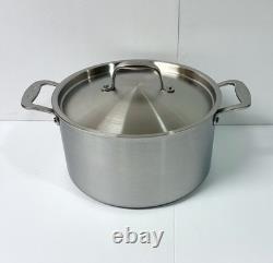 NEW Made in 8 Quart Stock Pot with Lid All Brushed Stainless Steel 5-Ply Clad