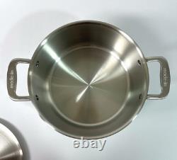 NEW Made in 8 Quart Stock Pot with Lid All Brushed Stainless Steel 5-Ply Clad