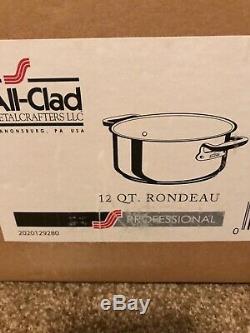 NEW in BOX ALL CLAD Stainless Steel 12 Qt Quart Rondeau Pot Stock Professional