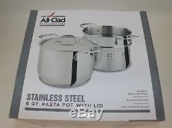 NIB $150 ALL-CLAD Gourmet 18/10 Heavy Gauge Stainless Steel 6 QUART Pasta Pot