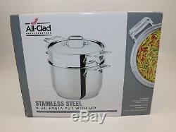 NIB $150 ALL-CLAD Gourmet 18/10 Heavy Gauge Stainless Steel 6 QUART Pasta Pot