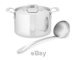 NIB $255 ALL-CLAD D3 Tri-Ply Stainless Steel 4 QUART Soup Pot with Lid &Ladle