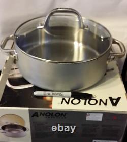 NIB-Anolon Chef Clad Stainless Steel 4-Quart Pan/Dutch Oven