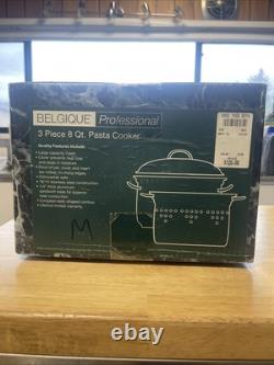 NIB Belgique Professional Stainless Steel 8 Quart 3 Piece Pasta Cooker Vintage