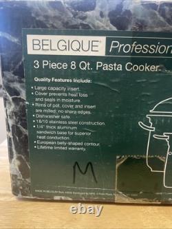 NIB Belgique Professional Stainless Steel 8 Quart 3 Piece Pasta Cooker Vintage
