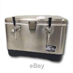 NY Brew Supply Stainless Steel Jockey Box Cooler 54 Quart, 2 Faucet, 75' Coils