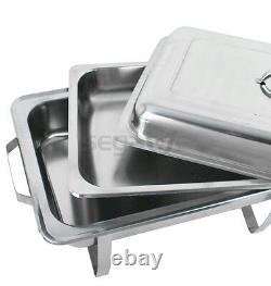 New 2 Pack of 8 Quart Stainless Steel Rectangular Chafing Dish Full Size