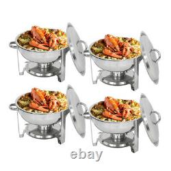New 4PackRoundChafingDish5 Buffet Catering Steel Full Quart Stainless Size Tray