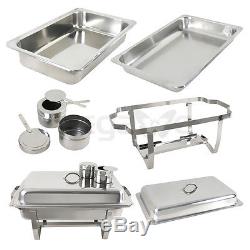 New 6 Pack of 8 Quart Stainless Steel Rectangular Chafing Dish Full Size
