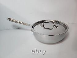 New All-Clad D3 3-Ply Stainless Steel Sauce Pan 2 Quart Coned Shaped USA New