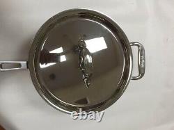 New All-Clad D3 Stainless Steel 4 Qt Quart Sauce Pan with Lid
