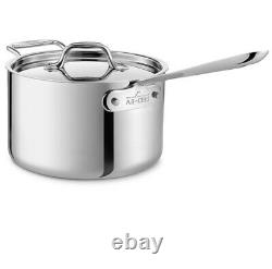 New All-Clad Stainless Steel 4 Quart Sauce Pan with Lid D3