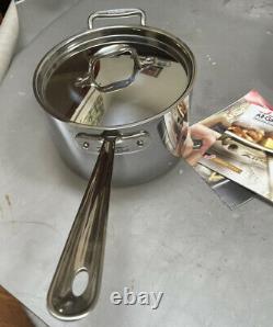 New All-Clad Stainless Steel 4 Quart Sauce Pan with Lid D3