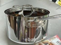 New All-Clad Stainless Steel 4 Quart Sauce Pan with Lid D3