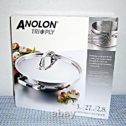 New? Anolon Tri-ply Clad Stainless Steel 3-quart Braiser With LID