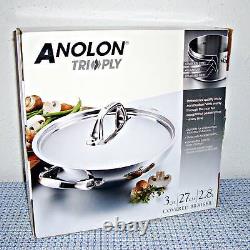 New? Anolon Tri-ply Clad Stainless Steel 3-quart Braiser With LID