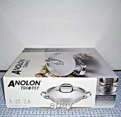 New? Anolon Tri-ply Clad Stainless Steel 3-quart Braiser With LID