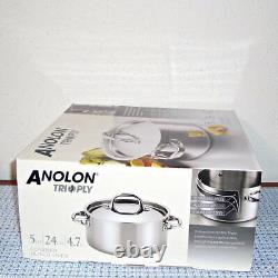 New? Anolon Tri-ply Clad Stainless Steel 5-quart Dutch Oven With LID