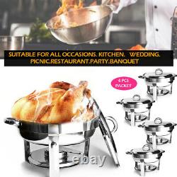 New Buffet Catering Quart Stainless Steel Full Size Tray 4PackRoundChafingDish5