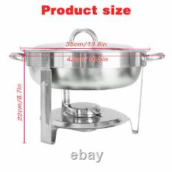 New Buffet Catering Quart Stainless Steel Full Size Tray 4PackRoundChafingDish5