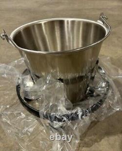 New In Box Brewer Stainless Steel Kick Bucket with Frame. 13 Quart Size 3.5 Gal