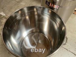 New Large 209 Quart Polished Stainless Steel Stock Pot Brewing Kettle with Lid
