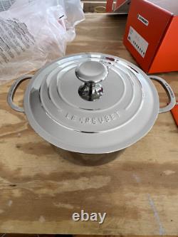 New Le Creuset Stainless Steel 7 Quart 9.5 Stock Pot 7 Quart Brand New In Box