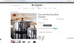 New Le Creuset Stainless Steel 7 Quart 9.5 Stock Pot 7 Quart Brand New In Box