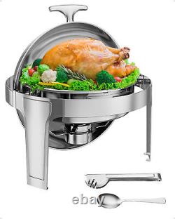 New Round Chafing Dish 6 Quart Stainless Steel Full Size Tray Buffet Catering