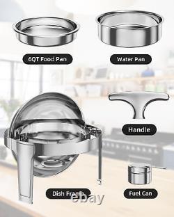 New Round Chafing Dish 6 Quart Stainless Steel Full Size Tray Buffet Catering