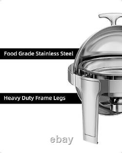 New Round Chafing Dish 6 Quart Stainless Steel Full Size Tray Buffet Catering