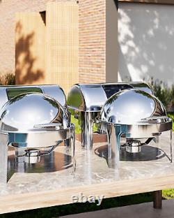 New Round Chafing Dish 6 Quart Stainless Steel Full Size Tray Buffet Catering