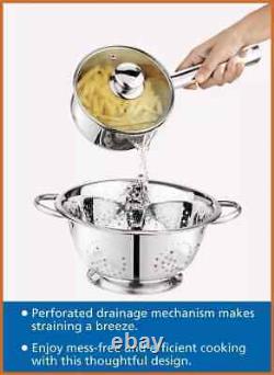 New! Stainless steel 1-Quart saucepan with straining lid ship free now