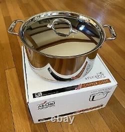 New in box $485 ALL CLAD Copper Core 8 Qt Quart 5-Ply Stock Pot Pan w Lid