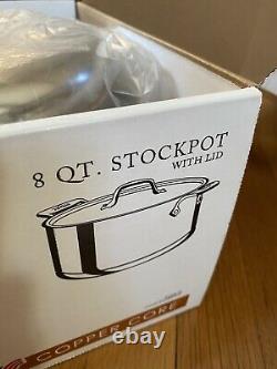 New in box $485 ALL CLAD Copper Core 8 Qt Quart 5-Ply Stock Pot Pan w Lid