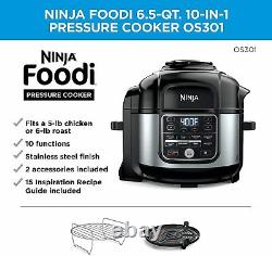 Ninja Foodi 10-in-1 Pressure Cooker and Air Fryer 6.5 Quart Stainless Steel New