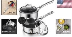 Nonstick Sauce Pan Set 1.5 Quart & 2.5 Quart Stainless Steel Induction Oven Safe