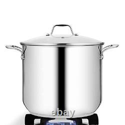 NutriChef 15-Quart Stainless Steel Stock Pot Pot-18/8 Food Grade Heavy Duty I