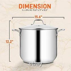 NutriChef 15-Quart Stainless Steel Stock Pot Pot-18/8 Food Grade Heavy Duty I