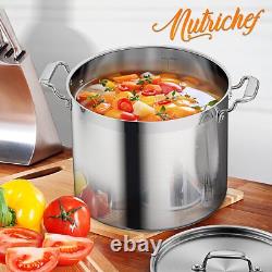 NutriChef 16-Quart Stainless Steel Stockpot 18/8 Food Grade Heavy Duty Larg