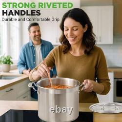 NutriChef 16-Quart Stainless Steel Stockpot 18/8 Food Grade Heavy Duty Larg