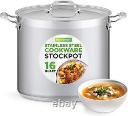 NutriChef 16-Quart Stainless Steel Stockpot 18/8 Food Grade Heavy Duty Large &