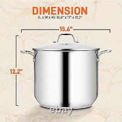 NutriChef Heavy Duty 15 Quart Large Stainless Steel Stock Pot Cookware (4 Pack)