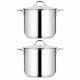 Nutrichef Heavy Duty 19 Quart Stainless Steel Soup Stock Pot With Lid (2 Pack)