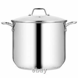 NutriChef Heavy Duty 19 Quart Stainless Steel Soup Stock Pot with Lid (4 Pack)